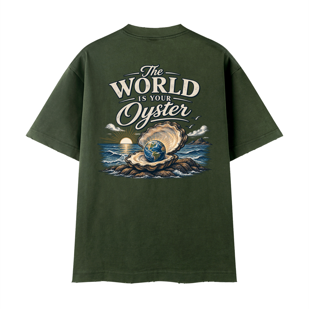 The World Is Your Oyster — Heavyweight Vintage Earth Pearl T-Shirt