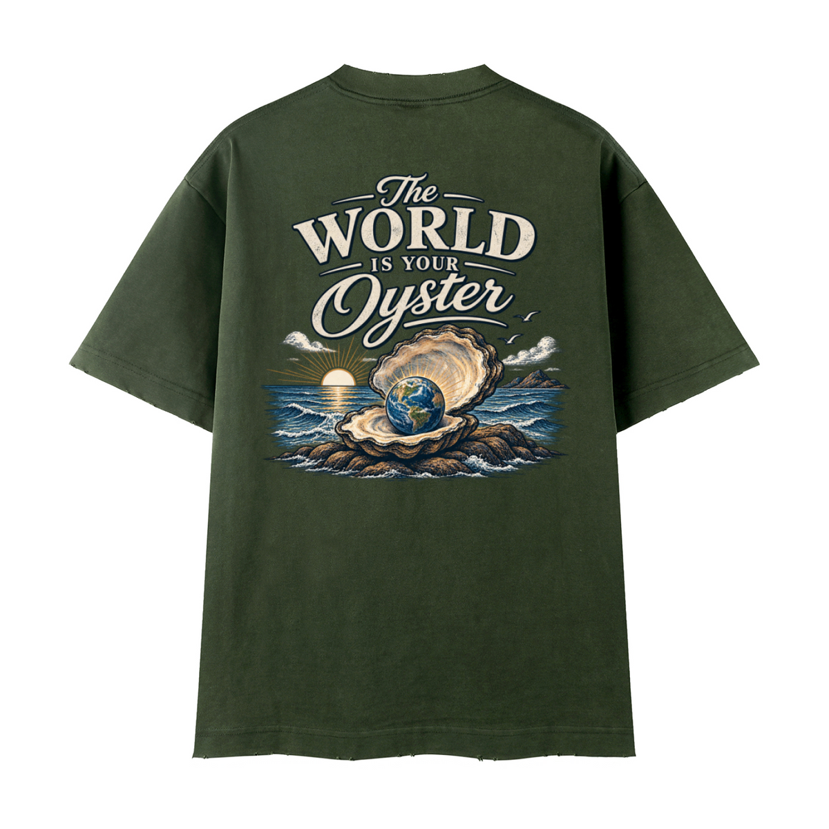 The World Is Your Oyster — Heavyweight Vintage Earth Pearl T-Shirt