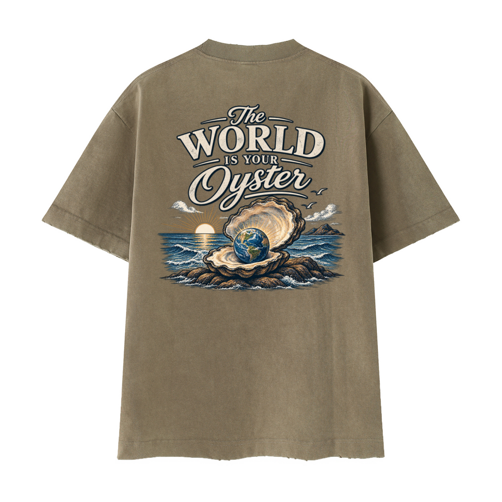 The World Is Your Oyster — Heavyweight Vintage Earth Pearl T-Shirt