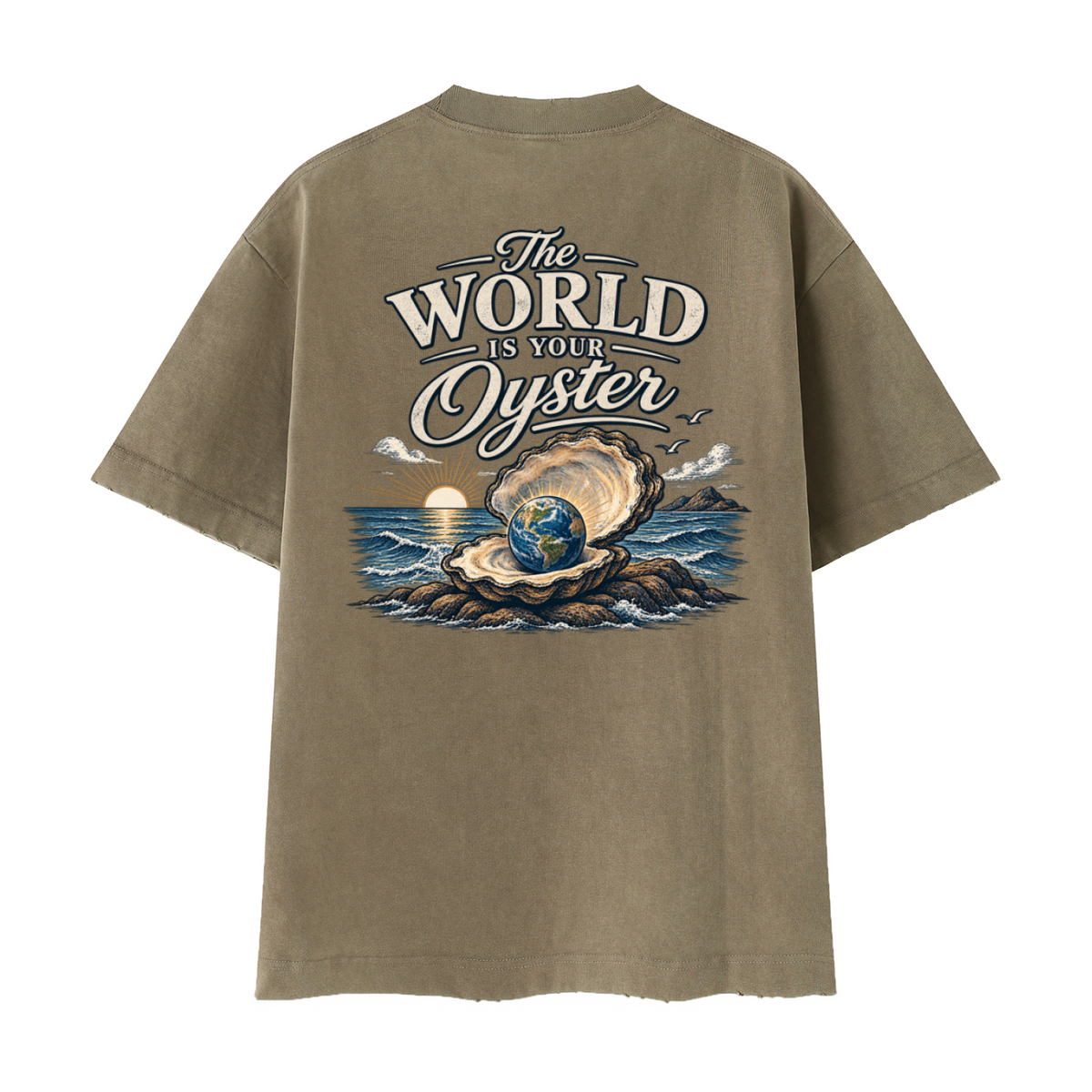 The World Is Your Oyster — Heavyweight Vintage Earth Pearl T-Shirt