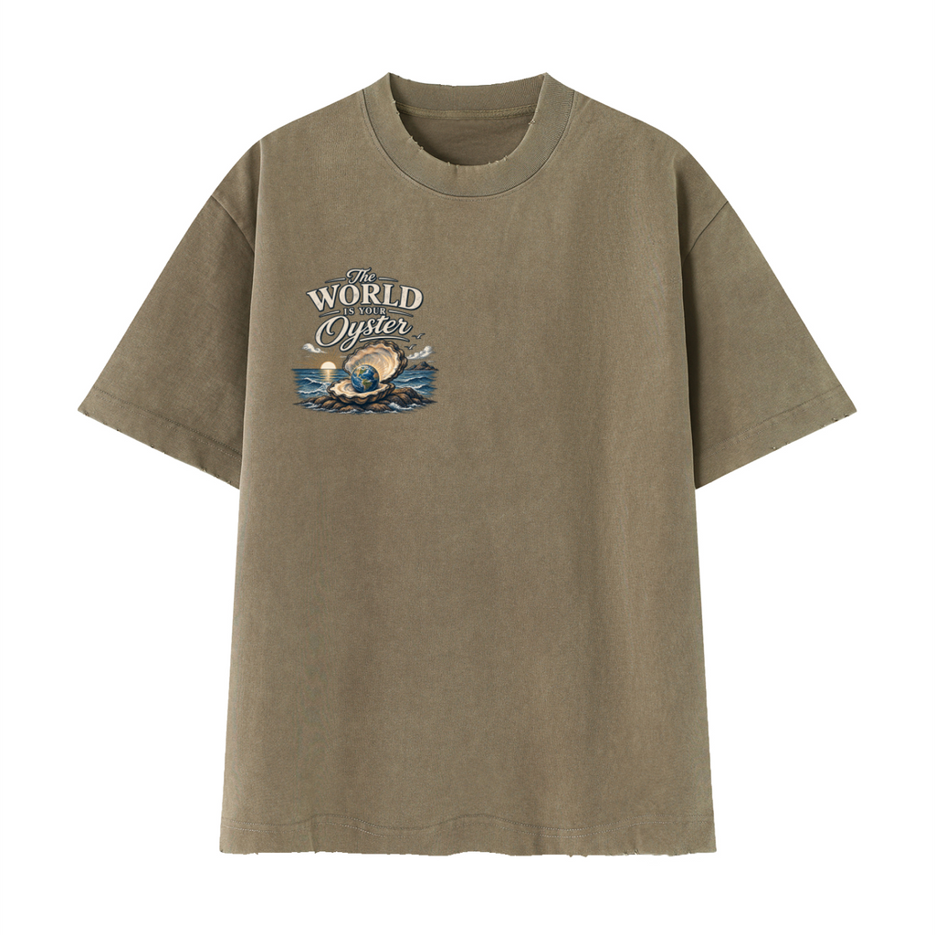 The World Is Your Oyster — Heavyweight Vintage Earth Pearl T-Shirt
