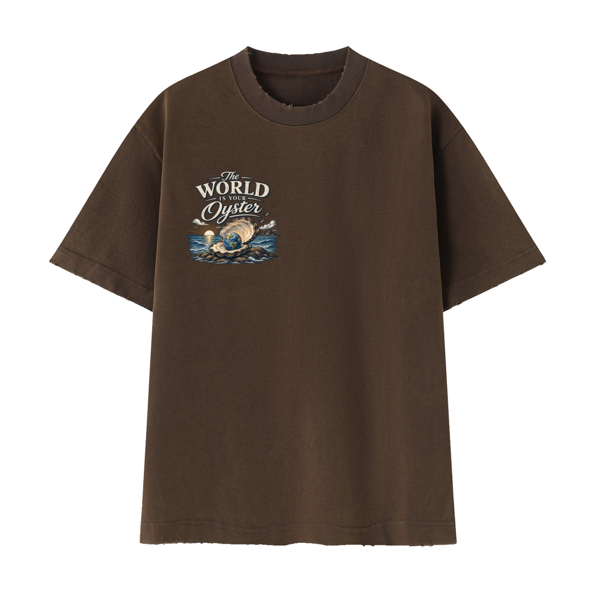 The World Is Your Oyster — Heavyweight Vintage Earth Pearl T-Shirt