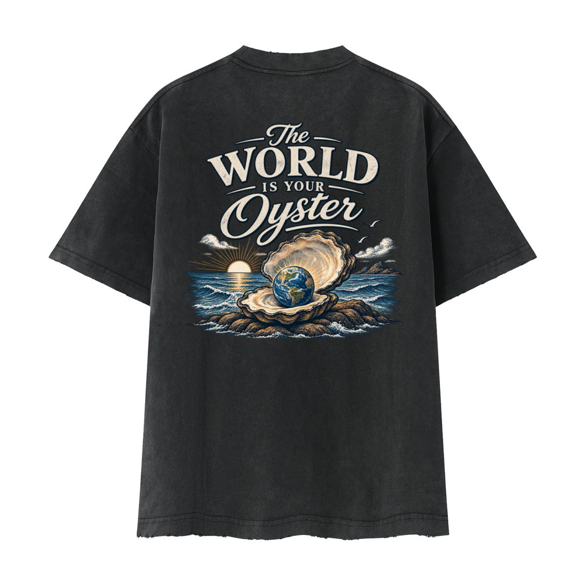 The World Is Your Oyster — Heavyweight Vintage Earth Pearl T-Shirt