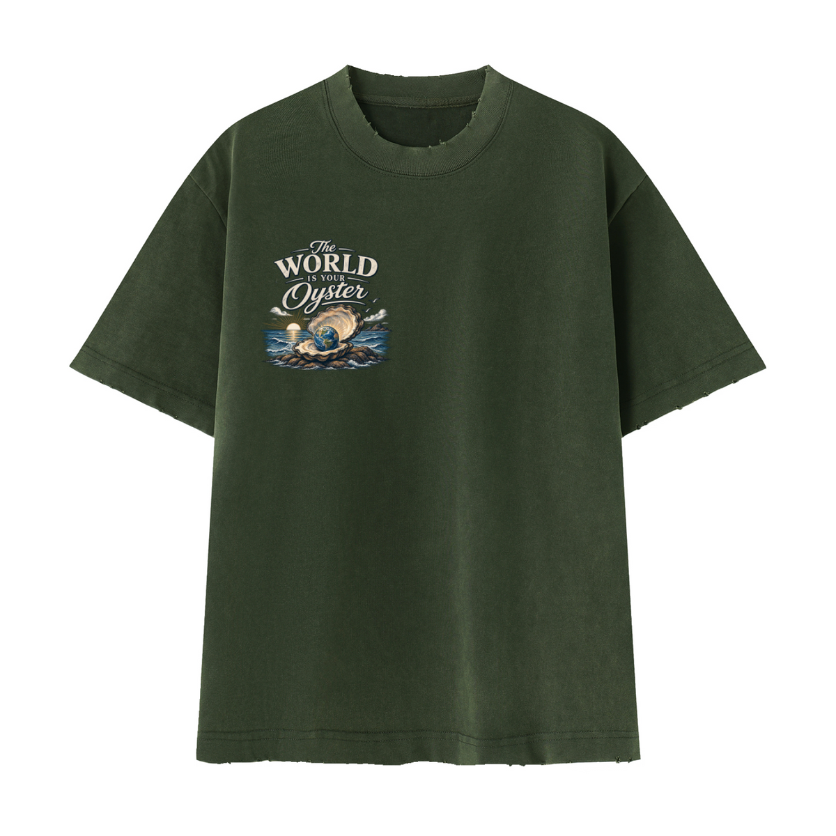 The World Is Your Oyster — Heavyweight Vintage Earth Pearl T-Shirt