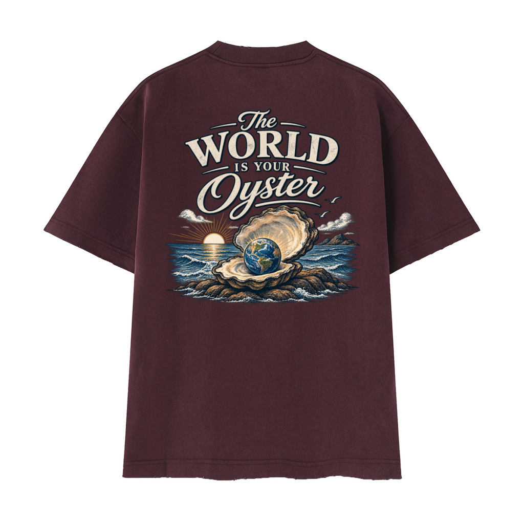 The World Is Your Oyster — Heavyweight Vintage Earth Pearl T-Shirt