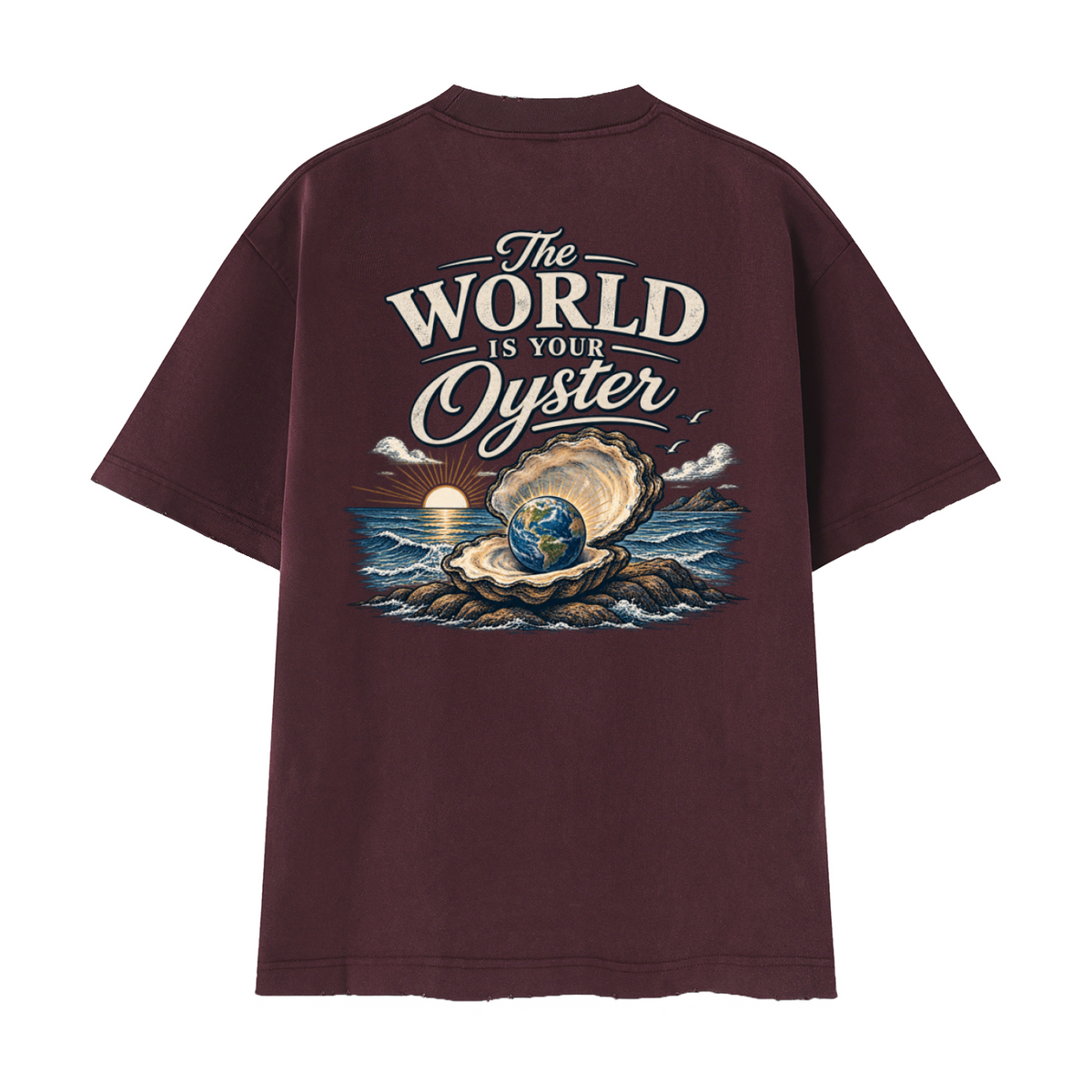The World Is Your Oyster — Heavyweight Vintage Earth Pearl T-Shirt