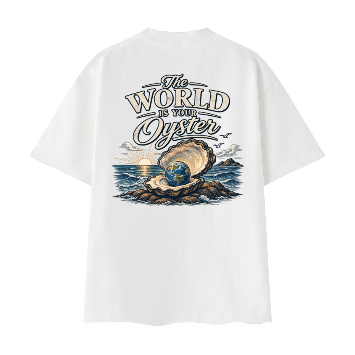 The World Is Your Oyster — Heavyweight Vintage Earth Pearl T-Shirt