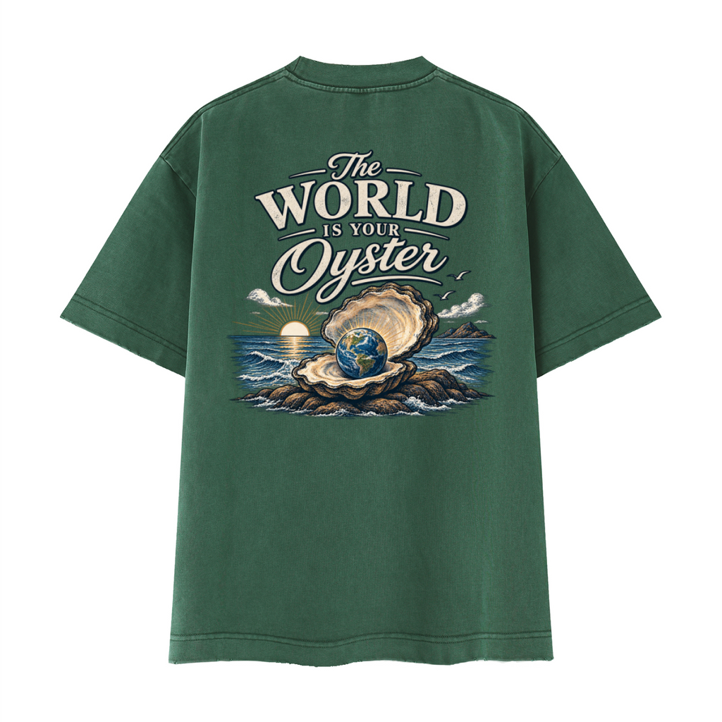 The World Is Your Oyster — Heavyweight Vintage Earth Pearl T-Shirt