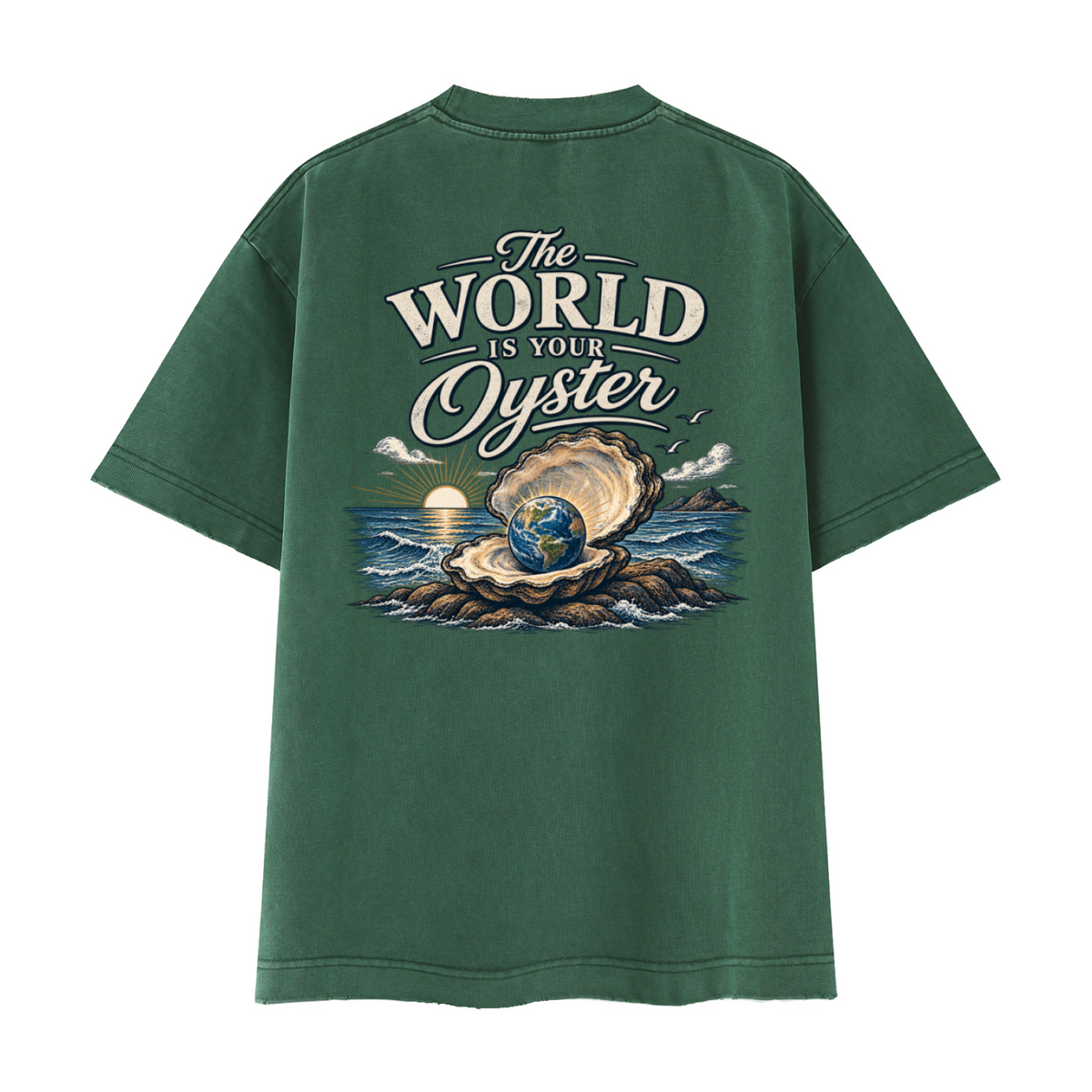 The World Is Your Oyster — Heavyweight Vintage Earth Pearl T-Shirt